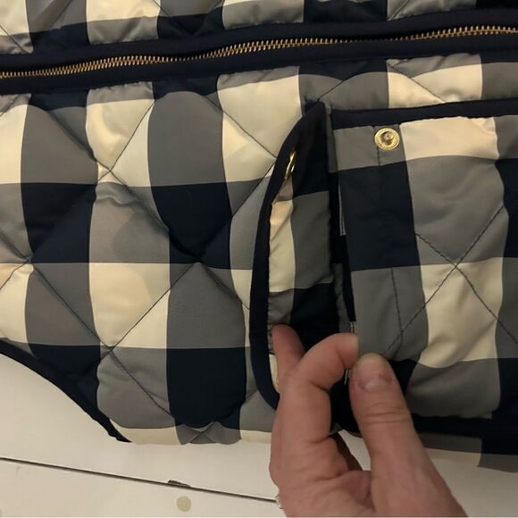 J. Crew Excursion Quilted Down Vest Navy Cream Plaid Size XS preppy 138.00 MSRP - Picture 12 of 13